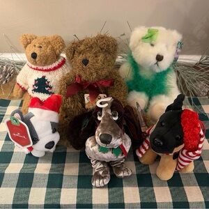 Assorted Vintage Holiday Plush Stuffed Animal Set Plushies Teddy Bears